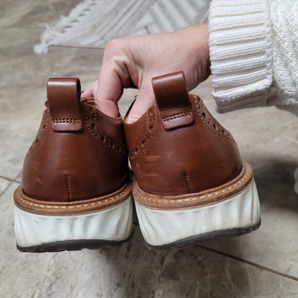 Ecco Men's St 1 Hybrid Oxford Wing Shoe Cognac Leather Dress Shoe Brown Casual - Picture 6 of 8